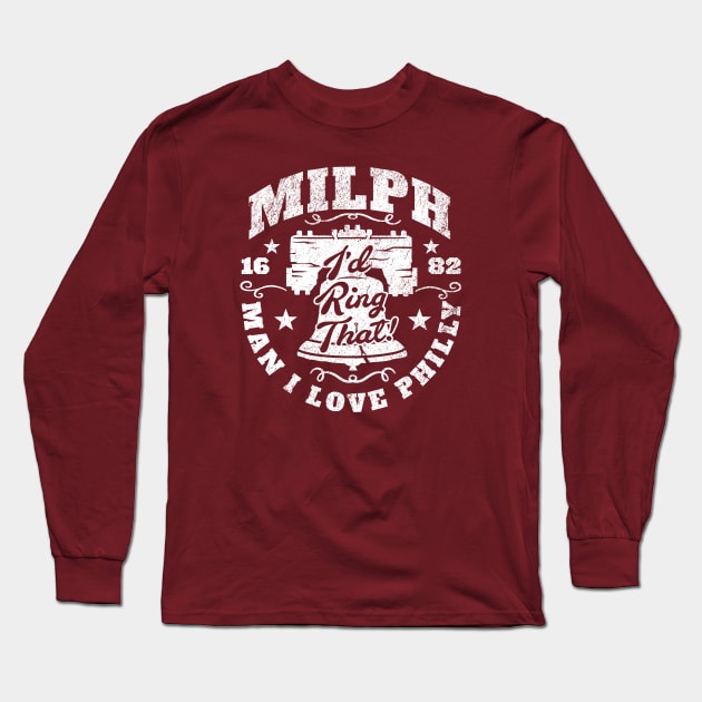 Funny Philly MILPH Man I Love Philly Philadelphia Liberty Bell Ringer Long Sleeve T-Shirt by TeeCreations
